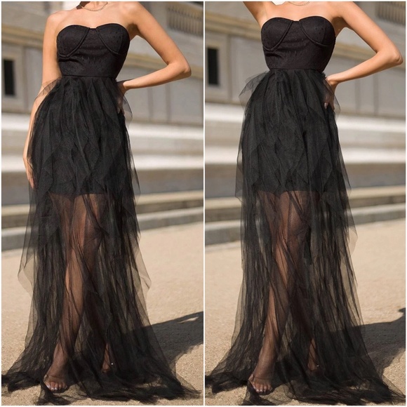 Luxurious Mesh Wedding Prom Black Tie Formal Dress - Picture 2 of 3